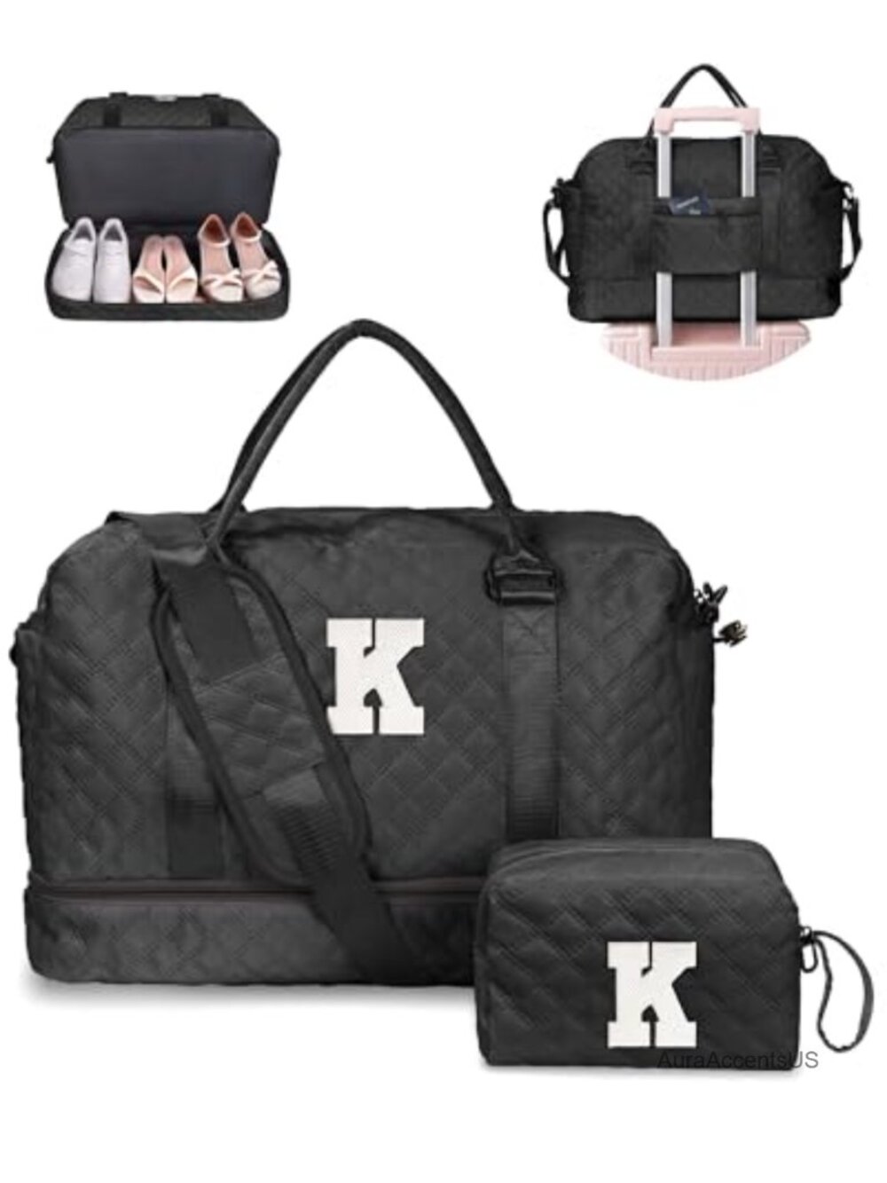 Duffel Bag with Shoe Compartment Initial Weekender Travel Luggage